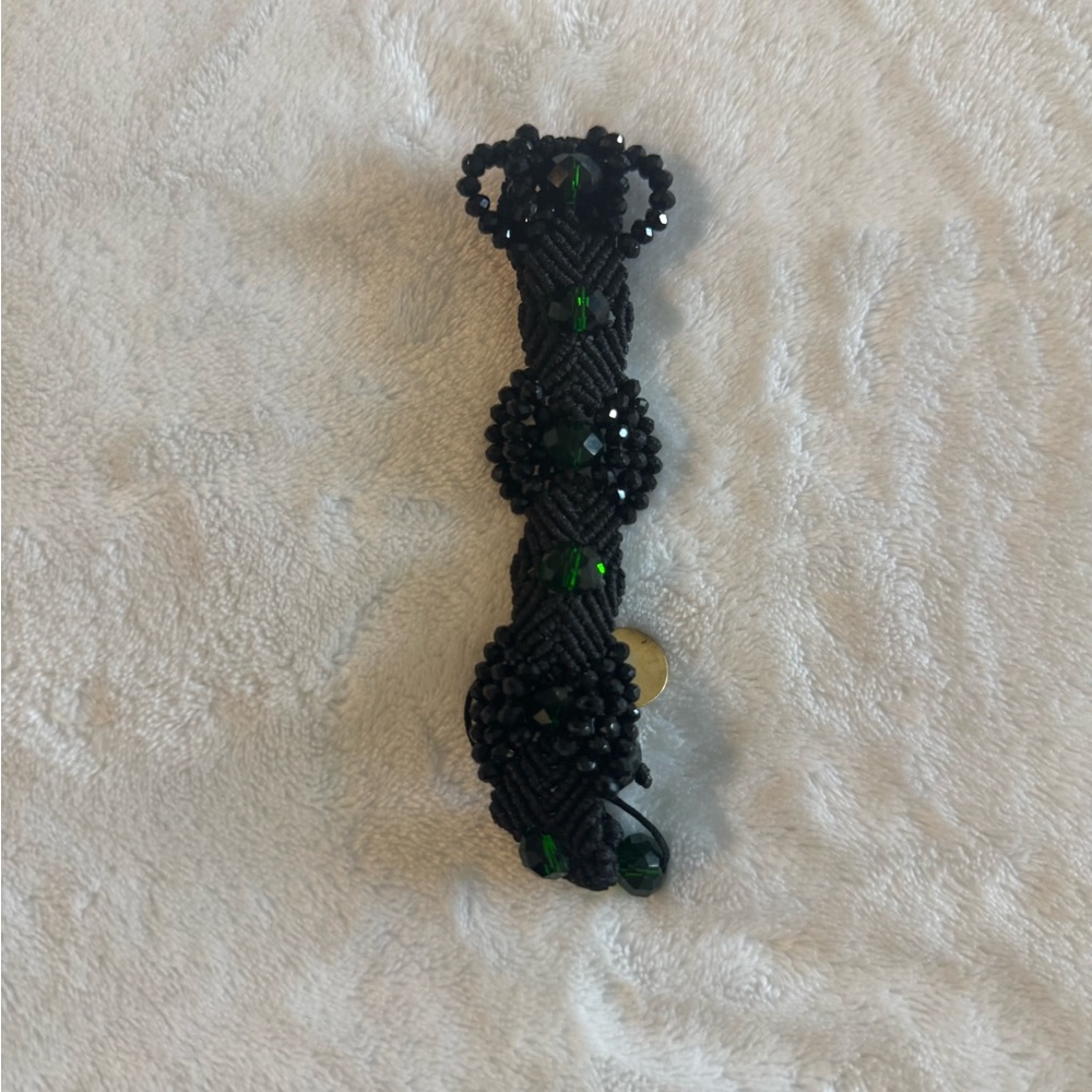 Black and Green Beaded Bracelet